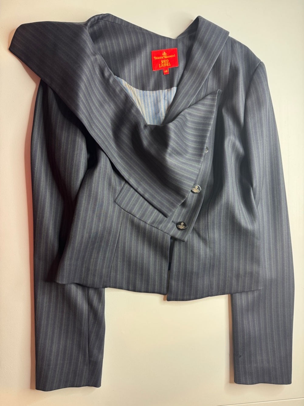 Vivienne Westwood Gray Pinstripe Cropped Blazer